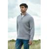 Aran Crafts Men’s Half Zip Rib Sweater, 100% Wool, Made in Ireland(Grey)