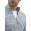 Aran Crafts Men’s Half Zip Rib Sweater, 100% Wool, Made in Ireland(Grey)