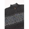 Aran Crafts Men’s Irish Cable Knit Half Zip Jacquard Sweater (100% Merino Wool)(Charcoal)