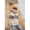 Aran Crafts Men’s Irish Cable Knit Wool Half Zip Jacquard Sweater (X4843-LG-OAT) Oatmeal