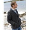 Aran Crafts Men’s Irish Cable Knitted Cardigan Sweater (100% Merino Wool)(Charcoal)