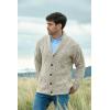 Aran Crafts Men’s Irish Cable Knitted Cardigan Sweater (100% Merino Wool)(Oatmeal)