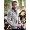 Aran Crafts Men’s Irish Cable Knitted Cardigan Sweater (100% Merino Wool)(Oatmeal)