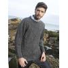 Aran Crafts Men’s Irish Cable Knitted Curl Neck Sweater (100% Donegal Wool)(Charcoal)