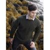 Aran Crafts Men’s Irish Cable Knitted Curl Neck Sweater (100% Donegal Wool)(Forest Green)