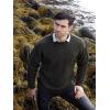 Aran Crafts Men’s Irish Cable Knitted Curl Neck Sweater (100% Donegal Wool)(Forest Green)
