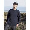 Aran Crafts Men’s Irish Cable Knitted Curl Neck Sweater (100% Donegal Wool)(Navy)