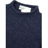 Aran Crafts Men’s Irish Cable Knitted Curl Neck Sweater (100% Donegal Wool)(Navy)