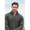 Aran Crafts Men’s Irish Cable Knitted Half Zip Sweater (100% Donegal Wool)(Charcoal)
