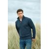 Aran Crafts Men’s Irish Cable Knitted Half Zip Sweater (100% Donegal Wool)(Denim)