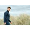 Aran Crafts Men’s Irish Cable Knitted Half Zip Sweater (100% Donegal Wool)(Denim)