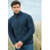 Aran Crafts Men’s Irish Cable Knitted Half Zip Sweater (100% Donegal Wool)(Denim)