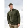 Aran Crafts Men’s Irish Cable Knitted Half Zip Sweater (100% Donegal Wool)(Forest Green)