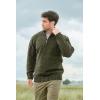 Aran Crafts Men’s Irish Cable Knitted Half Zip Sweater (100% Donegal Wool)(Forest Green)