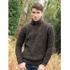 Aran Crafts Men’s Irish Cable Knitted Half Zip Sweater (100% Donegal Wool)(Graphite Brown)