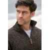 Aran Crafts Men’s Irish Cable Knitted Half Zip Sweater (100% Donegal Wool)(Graphite Brown)