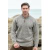 Aran Crafts Men’s Irish Cable Knitted Half Zip Sweater (100% Donegal Wool)(Light Grey)