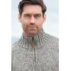 Aran Crafts Men’s Irish Cable Knitted Half Zip Sweater (100% Donegal Wool)(Light Grey)