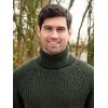 Aran Crafts Men’s Irish Cable Knitted Rib Roll Neck Sweater (100% Pure New Wool)(Dark Green)