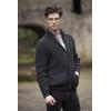 Aran Crafts Men’s Irish Cable Knitted Ribbed Shawl Cardigan (100% Merino Wool)(Charcoal)