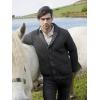 Aran Crafts Men’s Irish Cable Knitted Ribbed Shawl Cardigan (100% Merino Wool)(Charcoal)