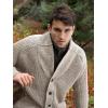 Aran Crafts Men’s Irish Cable Knitted Ribbed Shawl Cardigan (100% Merino Wool)(Oatmeal)