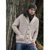 Aran Crafts Men’s Irish Cable Knitted Ribbed Shawl Cardigan (100% Merino Wool)(Oatmeal)