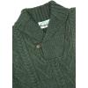 Aran Crafts Men’s Irish Cable Knitted Shawl Collar Sweater (100% Merino Wool)(Army Green)