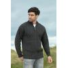 Aran Crafts Men’s Irish Soft Cable Knitted Zip Neck Jacket (100% Merino Wool)(Charcoal)