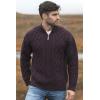 Aran Crafts Men’s Irish Soft Cable Knitted Zip Neck Jacket (100% Merino Wool)(Damson)