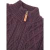 Aran Crafts Men’s Irish Soft Cable Knitted Zip Neck Jacket (100% Merino Wool)(Damson)