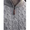 Aran Crafts Men’s Irish Soft Cable Knitted Zip Neck Jacket (100% Merino Wool)(Oatmeal)