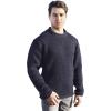 Aran Crafts Mens Plain Curl Neck Long Sleeve Sweater (100% Wool)(Navy)