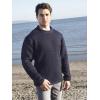 Aran Crafts Mens Plain Curl Neck Long Sleeve Sweater (100% Wool)(Navy)