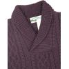 Aran Crafts Men’s Soft Irish Cable Knit Shawl Collar Sweater (100% Merino Wool)(Damson)