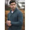 Aran Crafts Men’s Soft Irish Cable Knit Shawl Collar Sweater (100% Merino Wool)(Peacock)