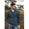 Aran Crafts Men’s Soft Irish Cable Knit Shawl Collar Sweater (100% Merino Wool)(Peacock)