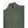 Aran Crafts Mens Zip Cardigan 100% Merino Wool, Made in Ireland(Army Green)