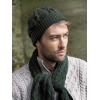 Aran Crafts One Size Irish Cable Knitted Honeycomb Hat (100% Merino Wool)(Army Green)