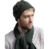 Aran Crafts One Size Irish Cable Knitted Honeycomb Hat (100% Merino Wool)(Army Green)