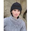 Aran Crafts One Size Irish Cable Knitted Honeycomb Hat (100% Merino Wool)(Charcoal)