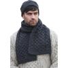 Aran Crafts One Size Irish Cable Knitted Honeycomb Hat (100% Merino Wool)(Charcoal)