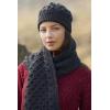 Aran Crafts One Size Irish Cable Knitted Honeycomb Hat (100% Merino Wool)(Charcoal)