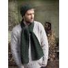 Aran Crafts One Size Irish Cable Knitted Honeycomb Scarf (100% Merino Wool)(Army Green)