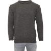 Aran Crafts Plain Crew Neck Sweater (100% Wool)(Charcoal)