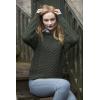 Aran Crafts Unisex Irish Cable Knitted Crew Neck Sweater (100% Merino Wool)(Army Green)