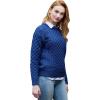Aran Crafts Unisex Irish Cable Knitted Crew Neck Sweater (100% Merino Wool)(Denim)