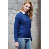 Aran Crafts Unisex Irish Cable Knitted Crew Neck Sweater (100% Merino Wool)(Denim)