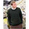 Aran Crafts Unisex Irish Cable Knitted Crew Neck Sweater (100% Merino Wool)(Green)