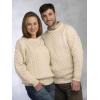 Aran Crafts Unisex Irish Cable Knitted Crew Neck Sweater (100% Merino Wool)(Natural)